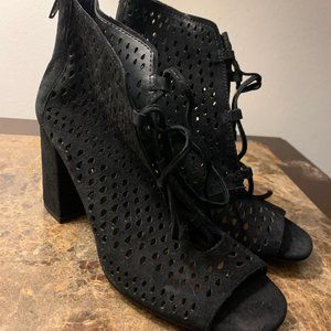 Black Peep Toe Lace up